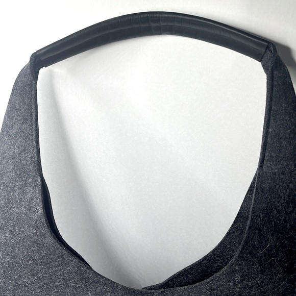 Graf Lantz Large Charcoal Gray Merino Felt Wool Raindrop Shoulder Tote Bag - Picture 6 of 14